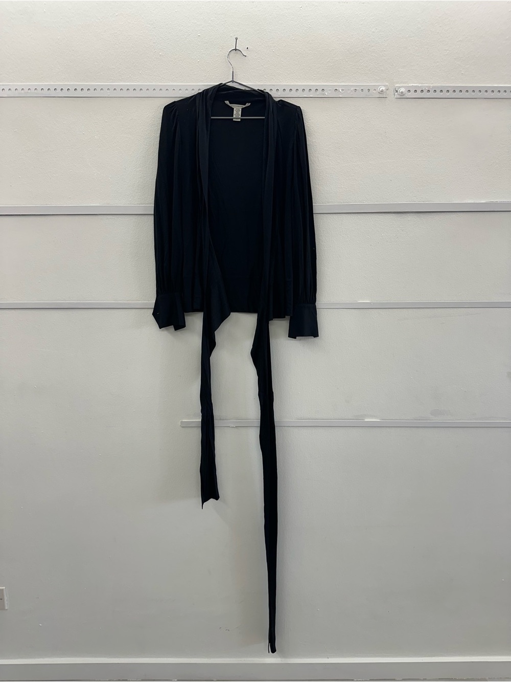 Diane Von Furstenberg Black Open-Front Draped Top